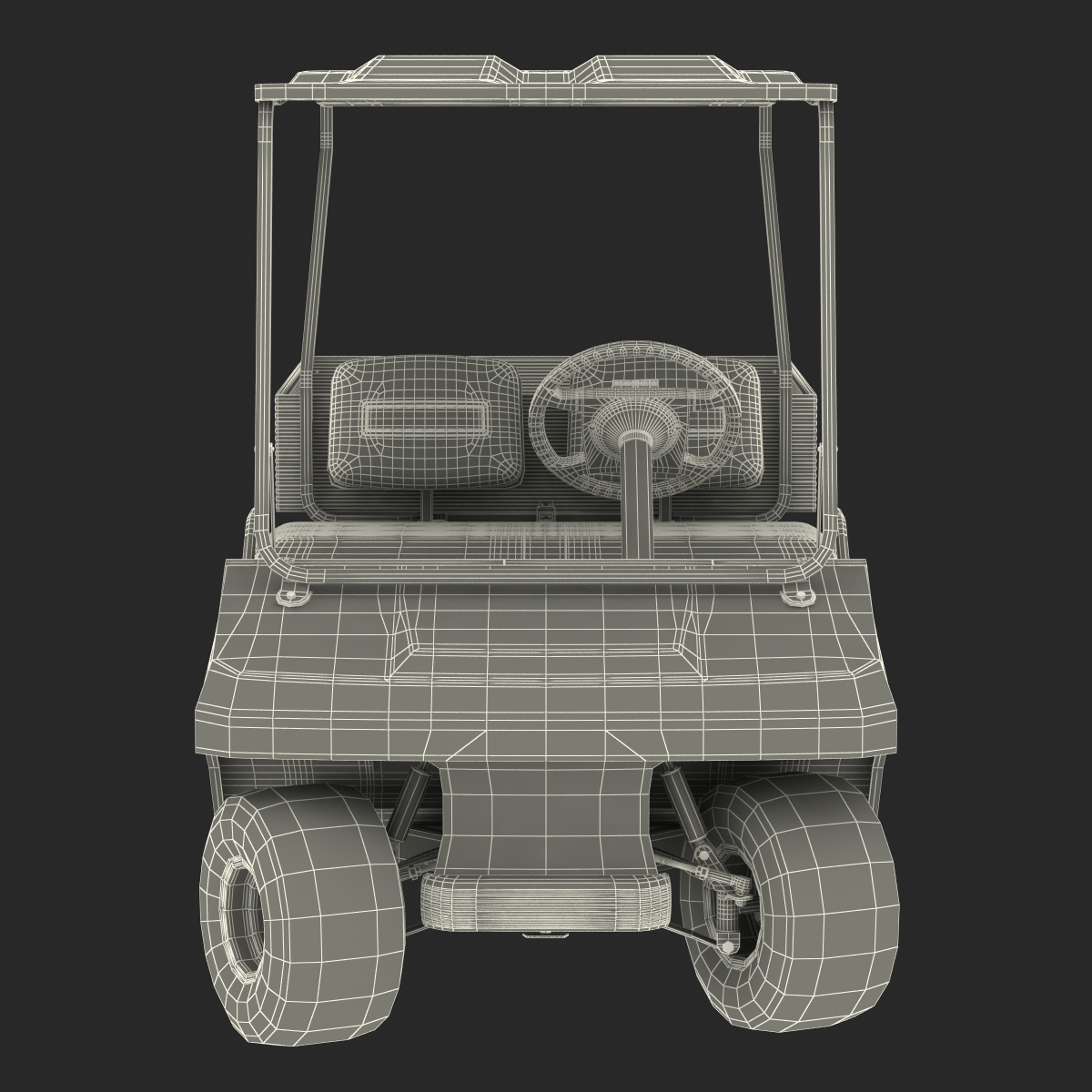 3D Golf Cart Orange Rigged model