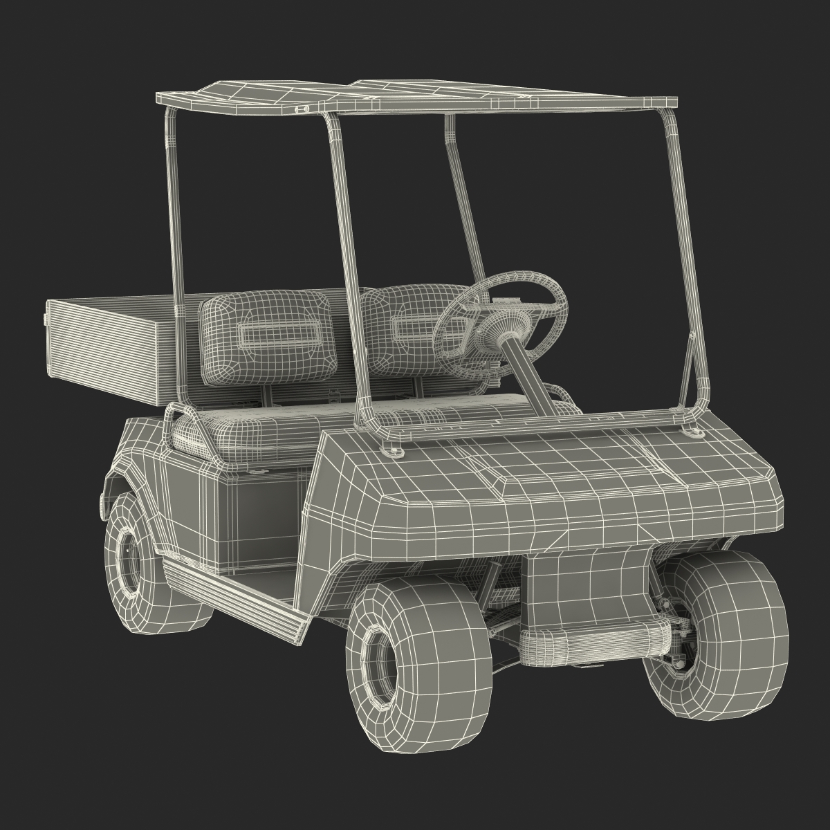 3D Golf Cart Orange Rigged model