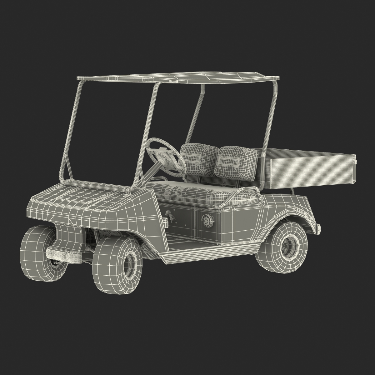 3D Golf Cart Orange Rigged model