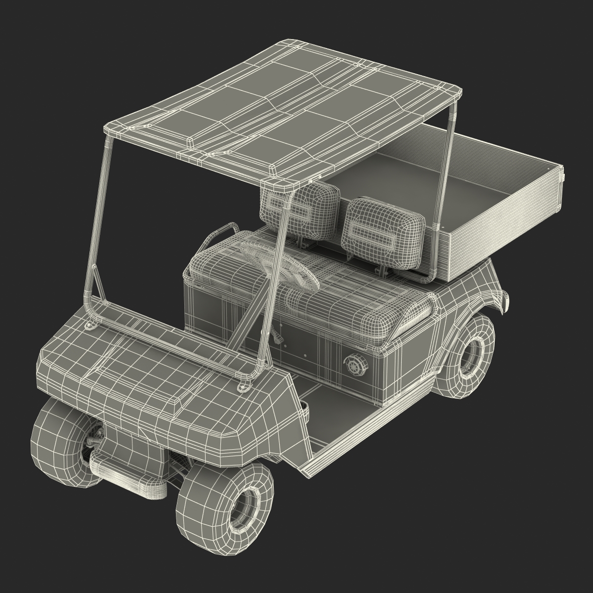 3D Golf Cart Orange Rigged model