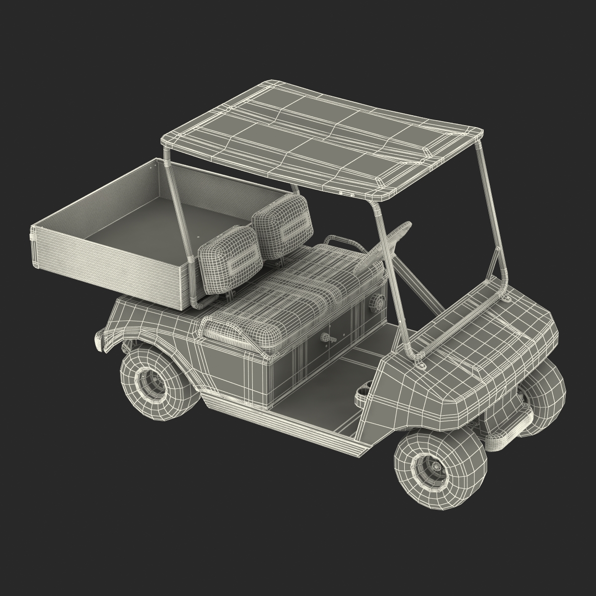 3D Golf Cart Orange Rigged model