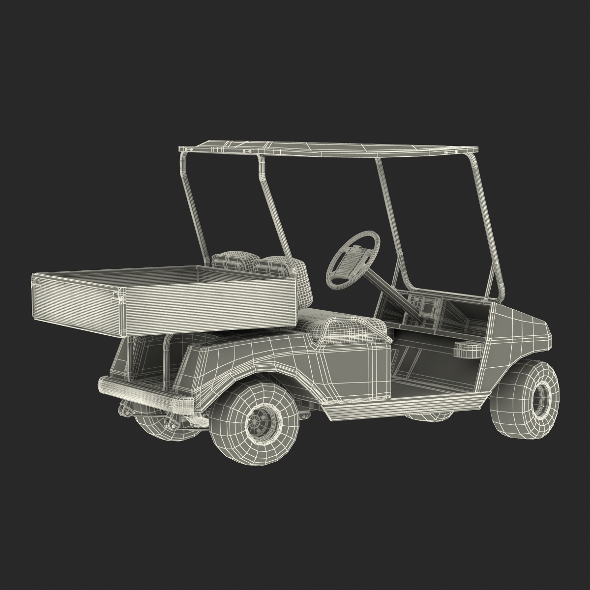 3D Golf Cart Orange Rigged model