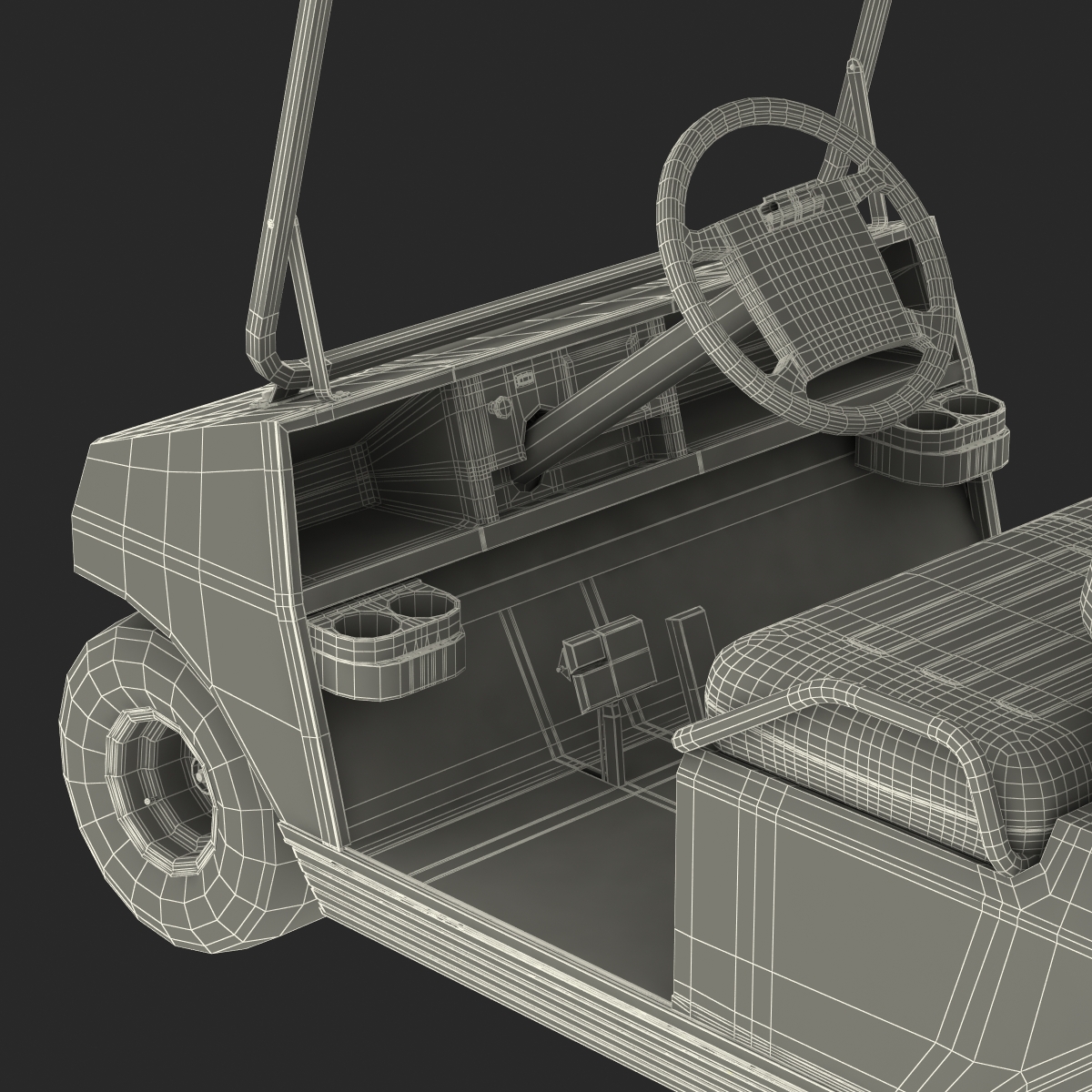 3D Golf Cart Orange Rigged model