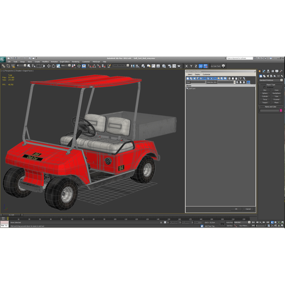 3D Golf Cart Red model