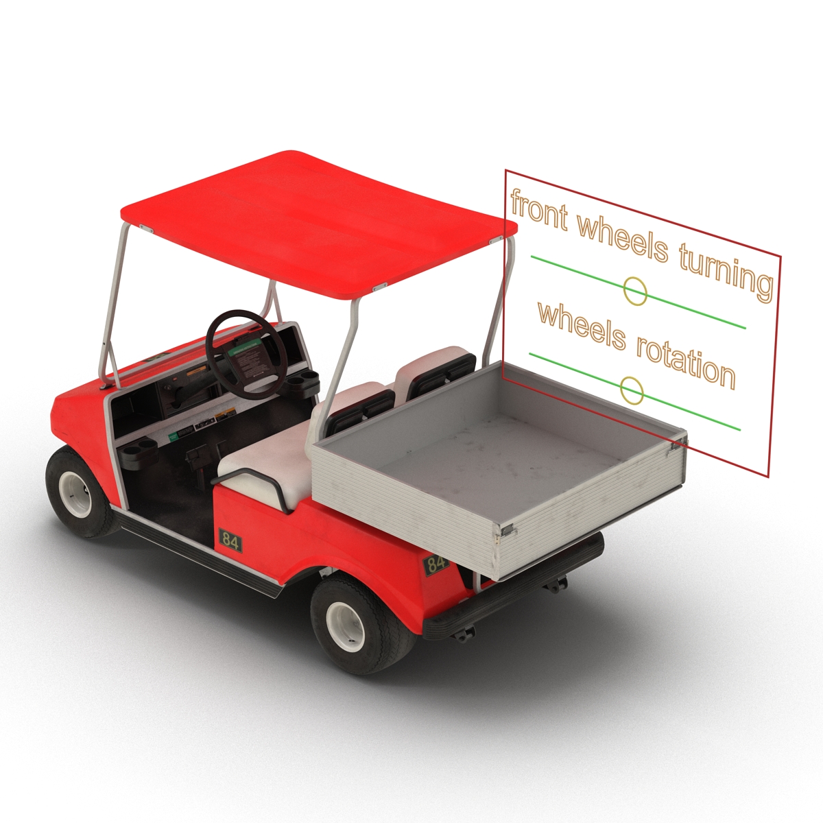 3D model Golf Cart Red Rigged