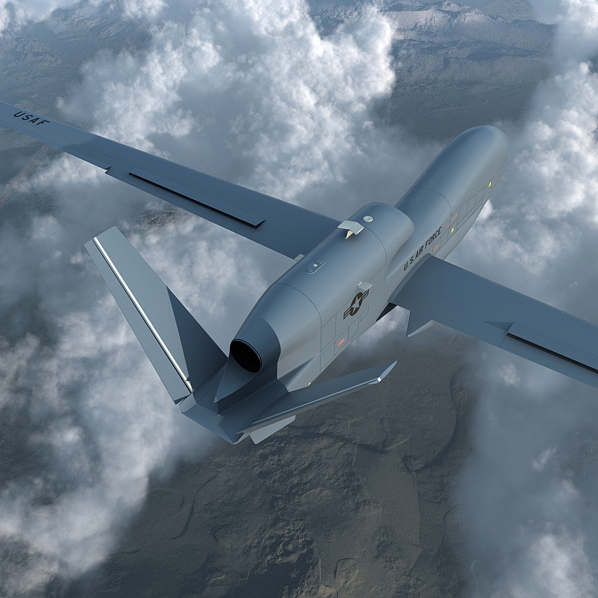 RQ 4 Global Hawk UAV Rigged 3D