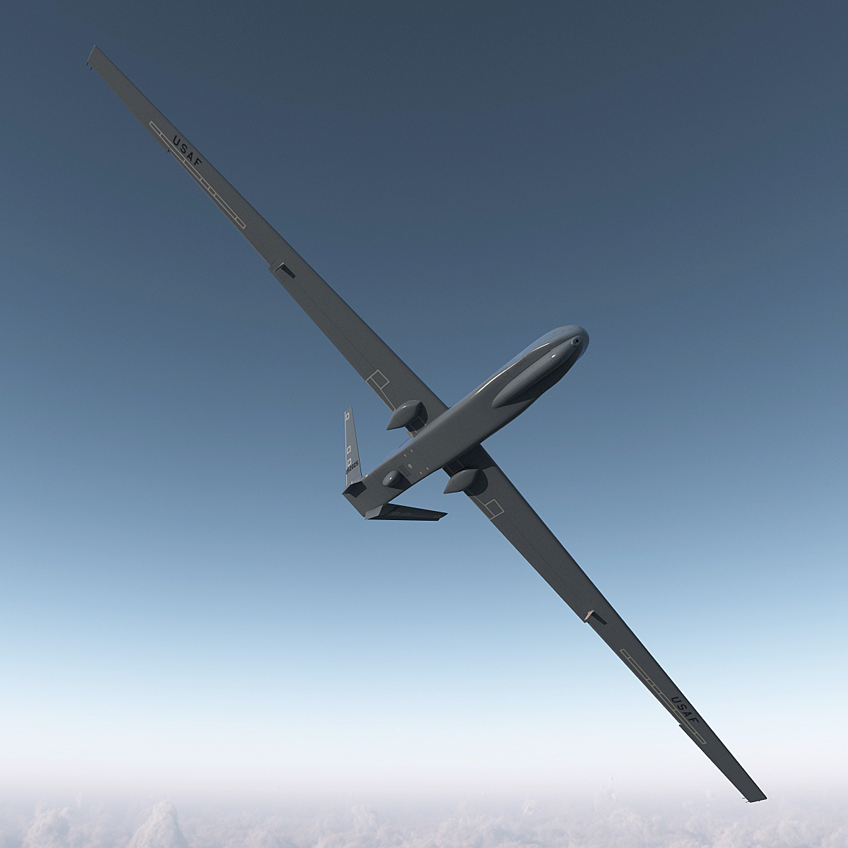 RQ 4 Global Hawk UAV Rigged 3D