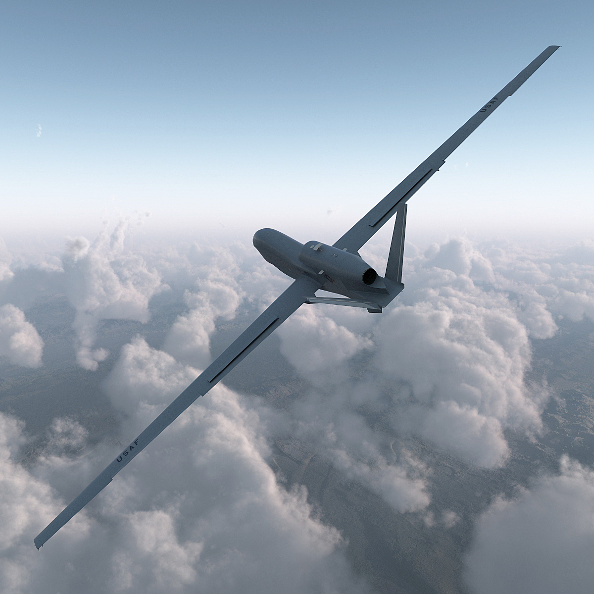 RQ 4 Global Hawk UAV Rigged 3D