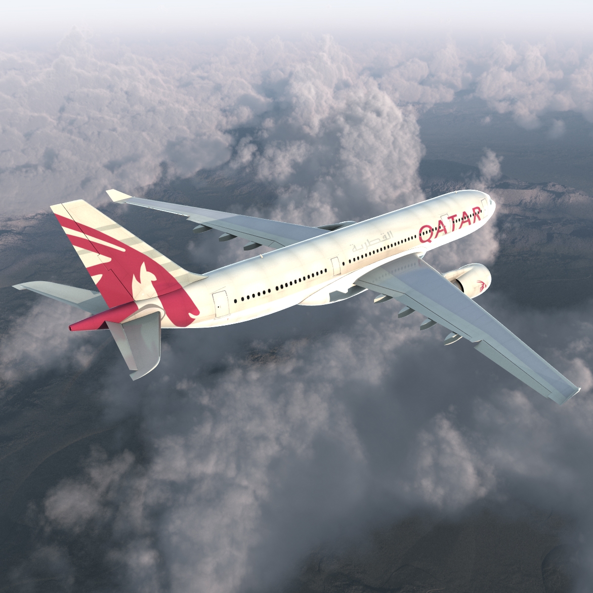 3D Jet Airliner Airbus A330-200 Qatar Rigged