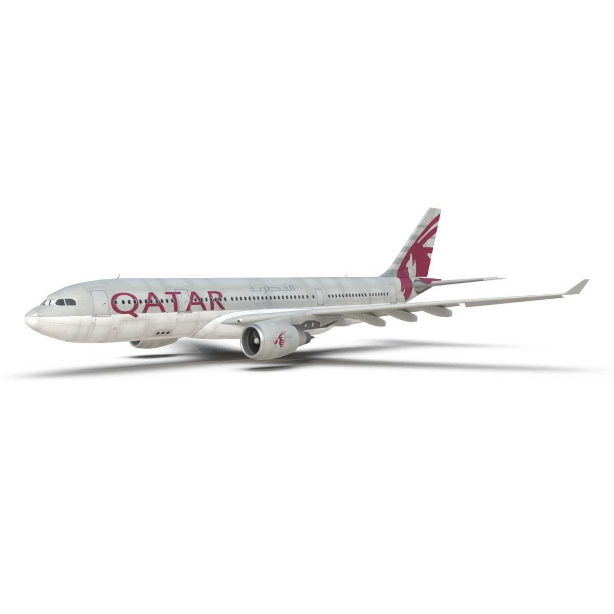 3D Jet Airliner Airbus A330-200 Qatar Rigged