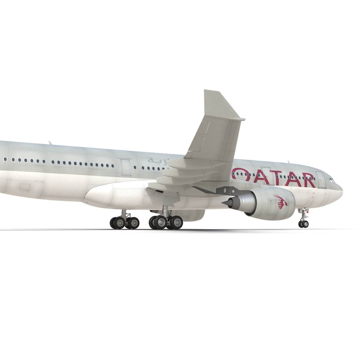 3D Jet Airliner Airbus A330-200 Qatar Rigged