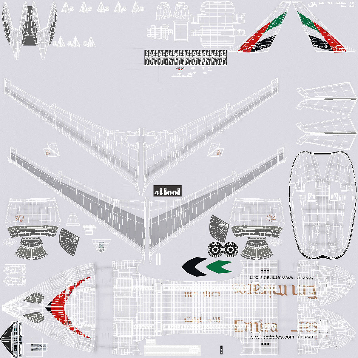 3D Airbus A330 P2F Emirates Rigged