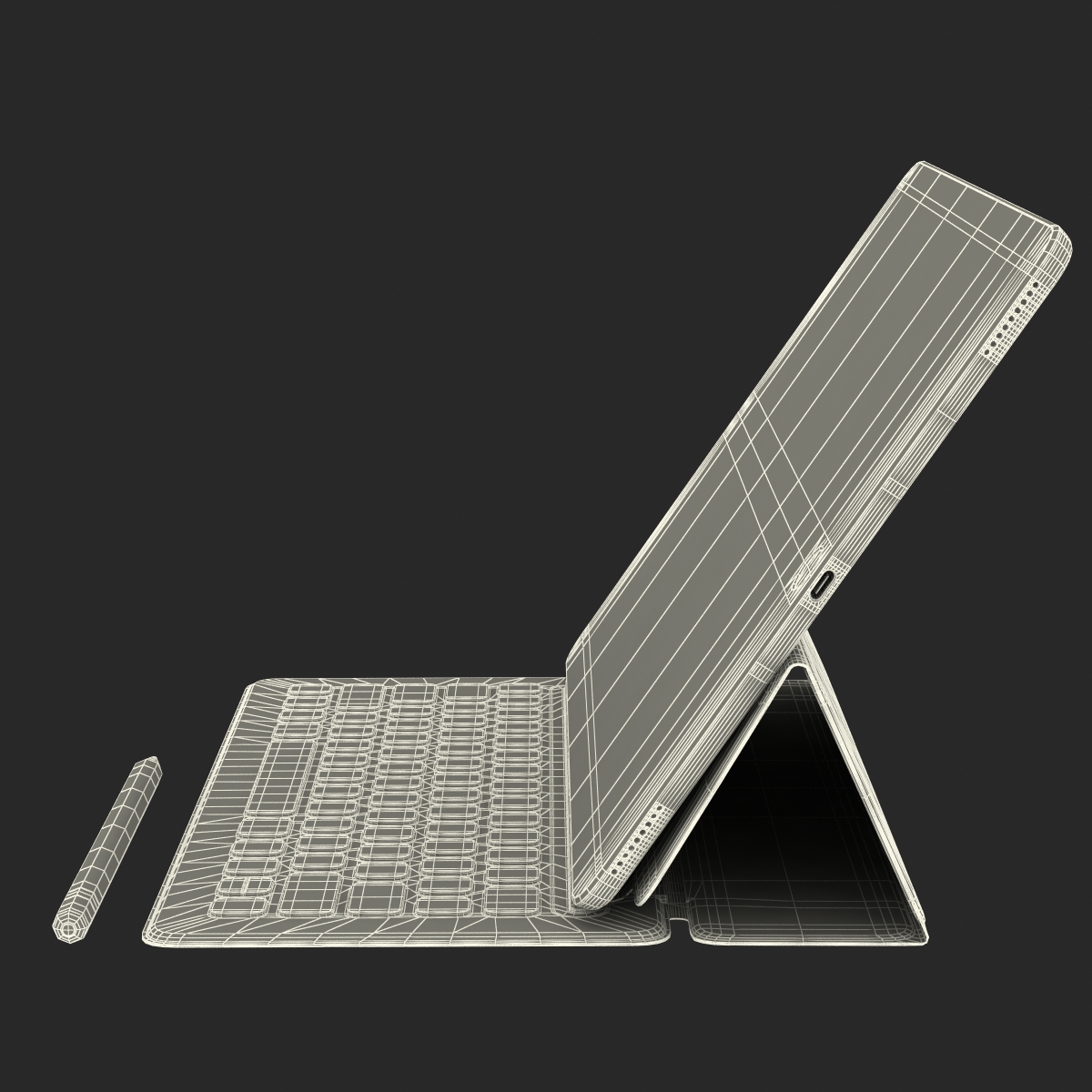 3D iPad Pro with Pencil and Smart Keyboard Rigged