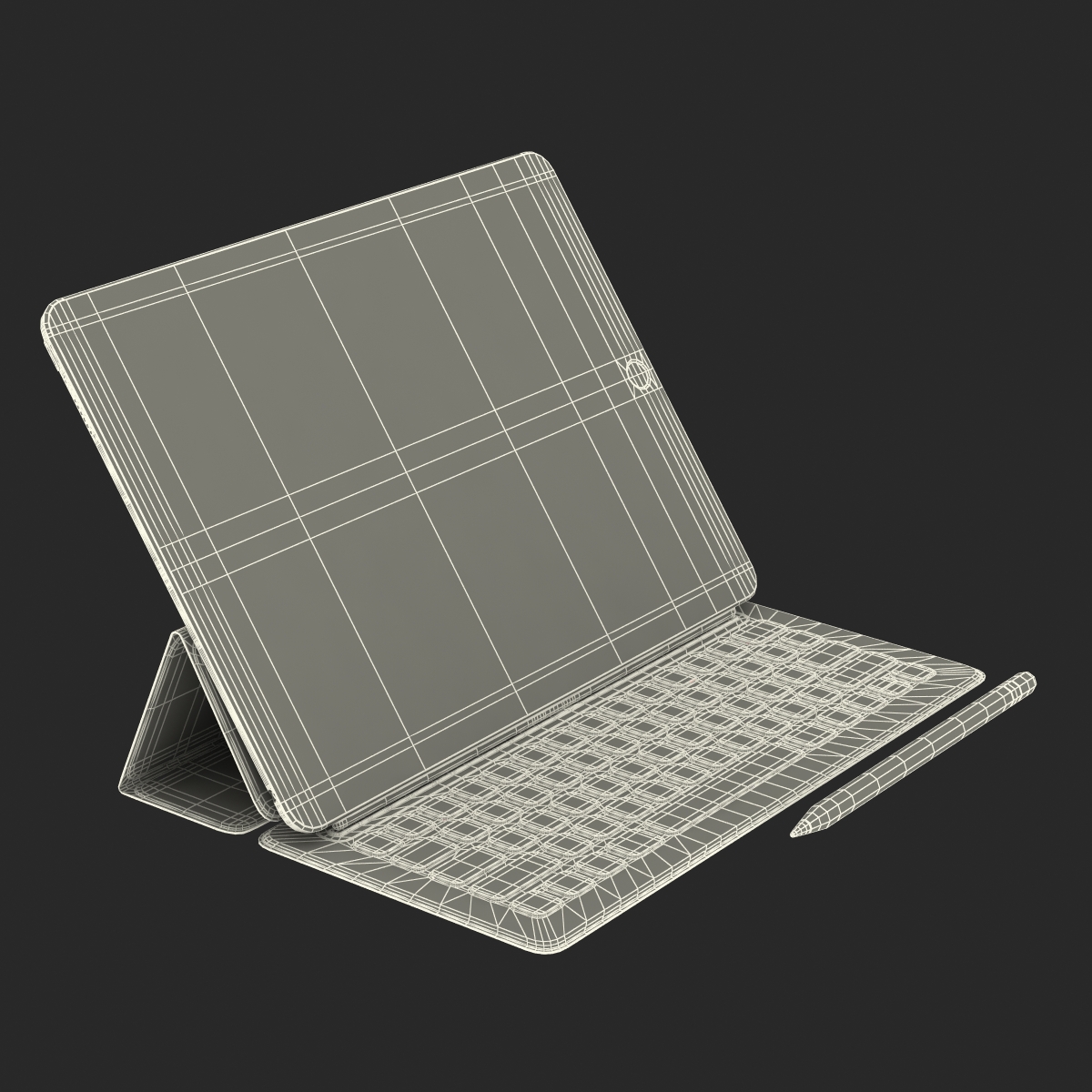 3D iPad Pro with Pencil and Smart Keyboard Rigged