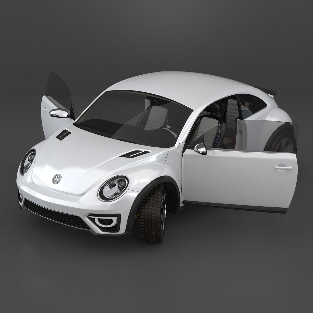 3D model VolksWagen Beetle 2016 White Rigged