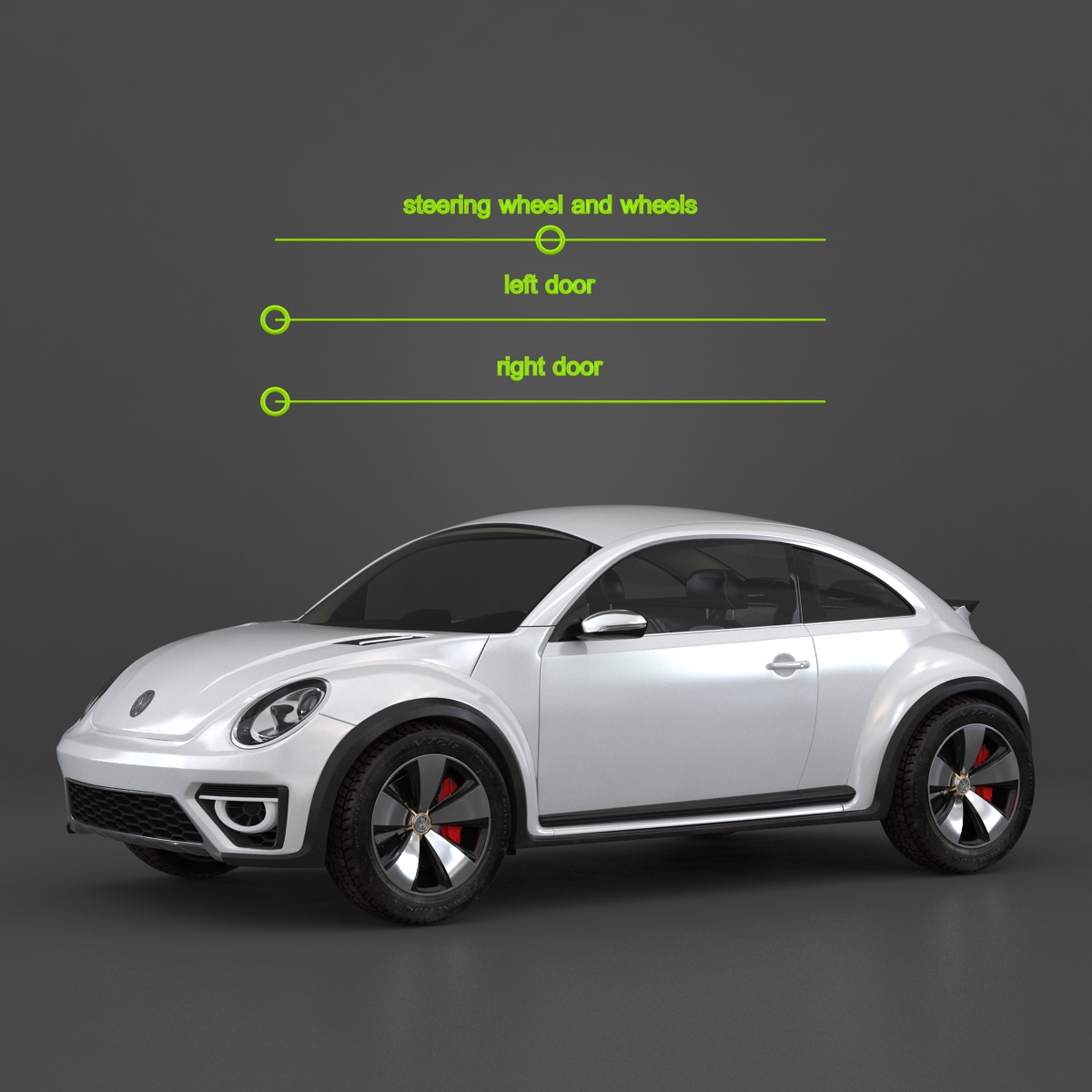 3D model VolksWagen Beetle 2016 White Rigged