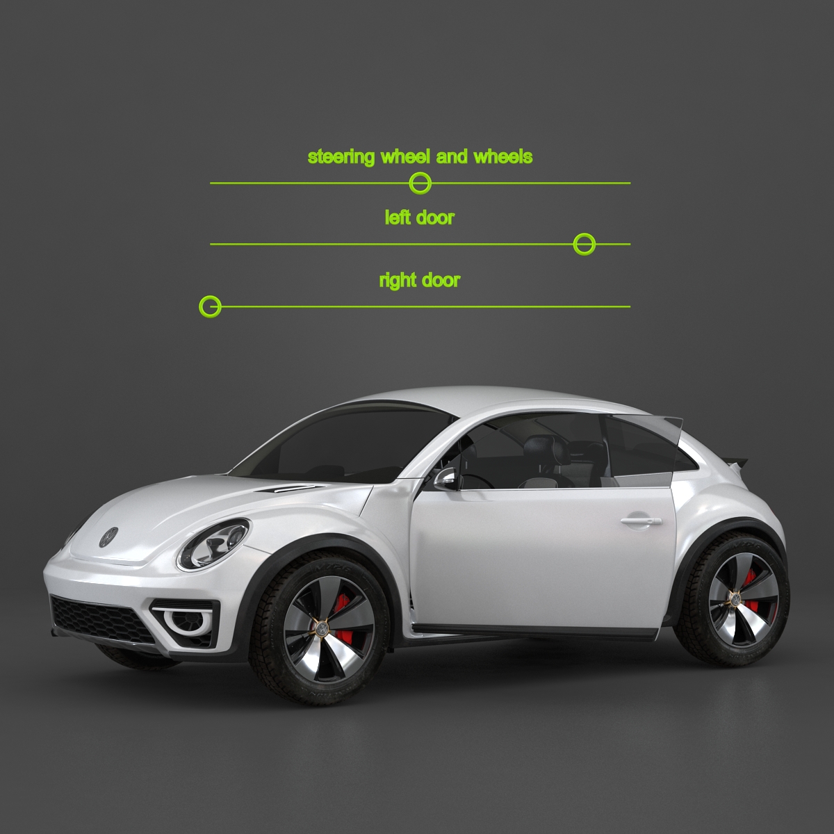 3D model VolksWagen Beetle 2016 White Rigged