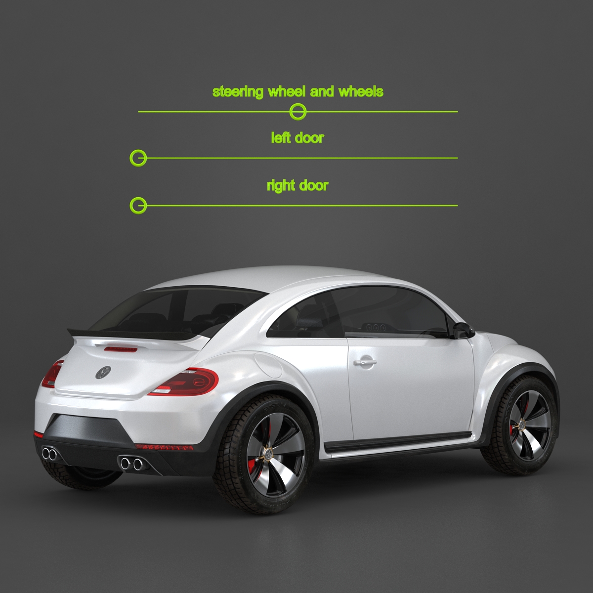 3D model VolksWagen Beetle 2016 White Rigged