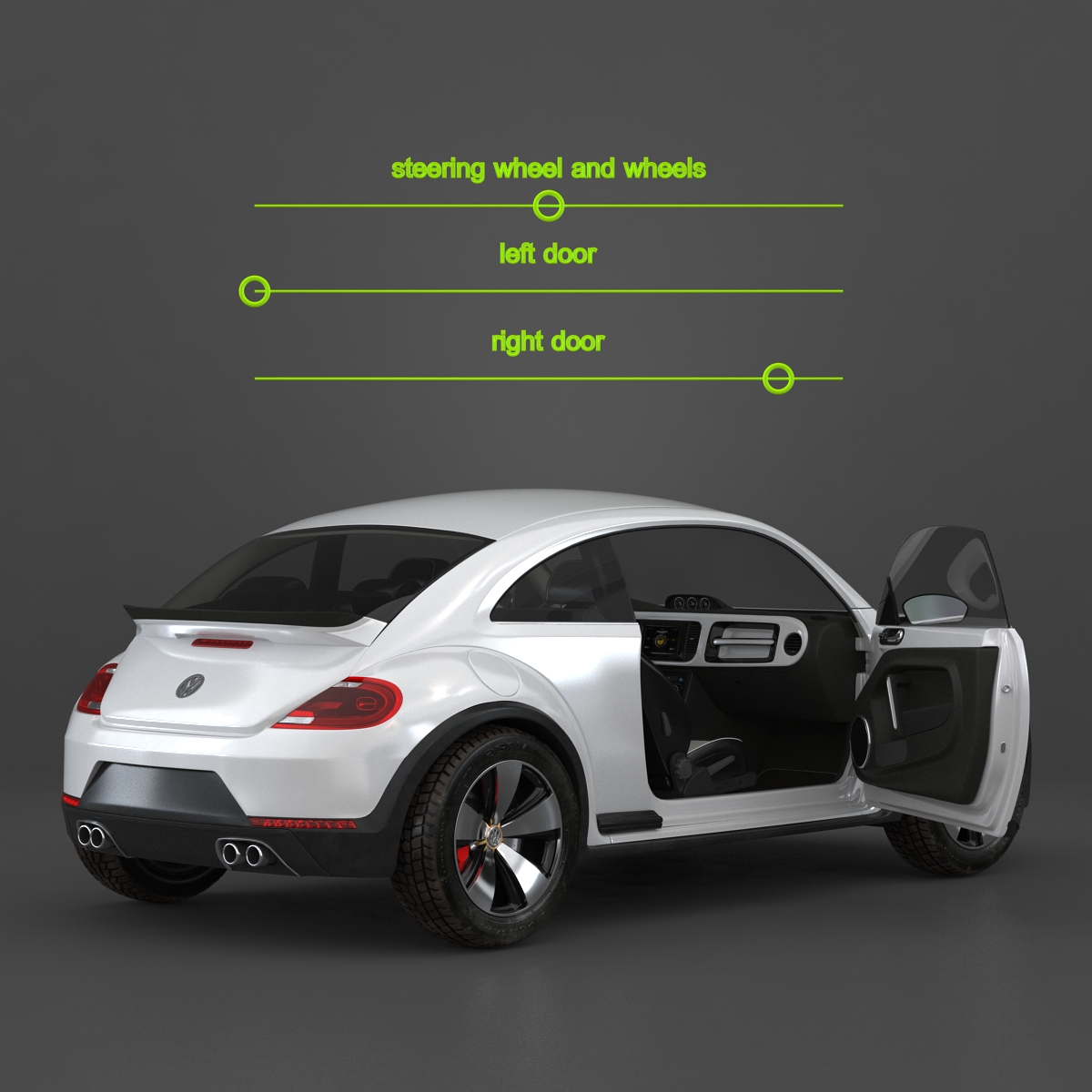 3D model VolksWagen Beetle 2016 White Rigged