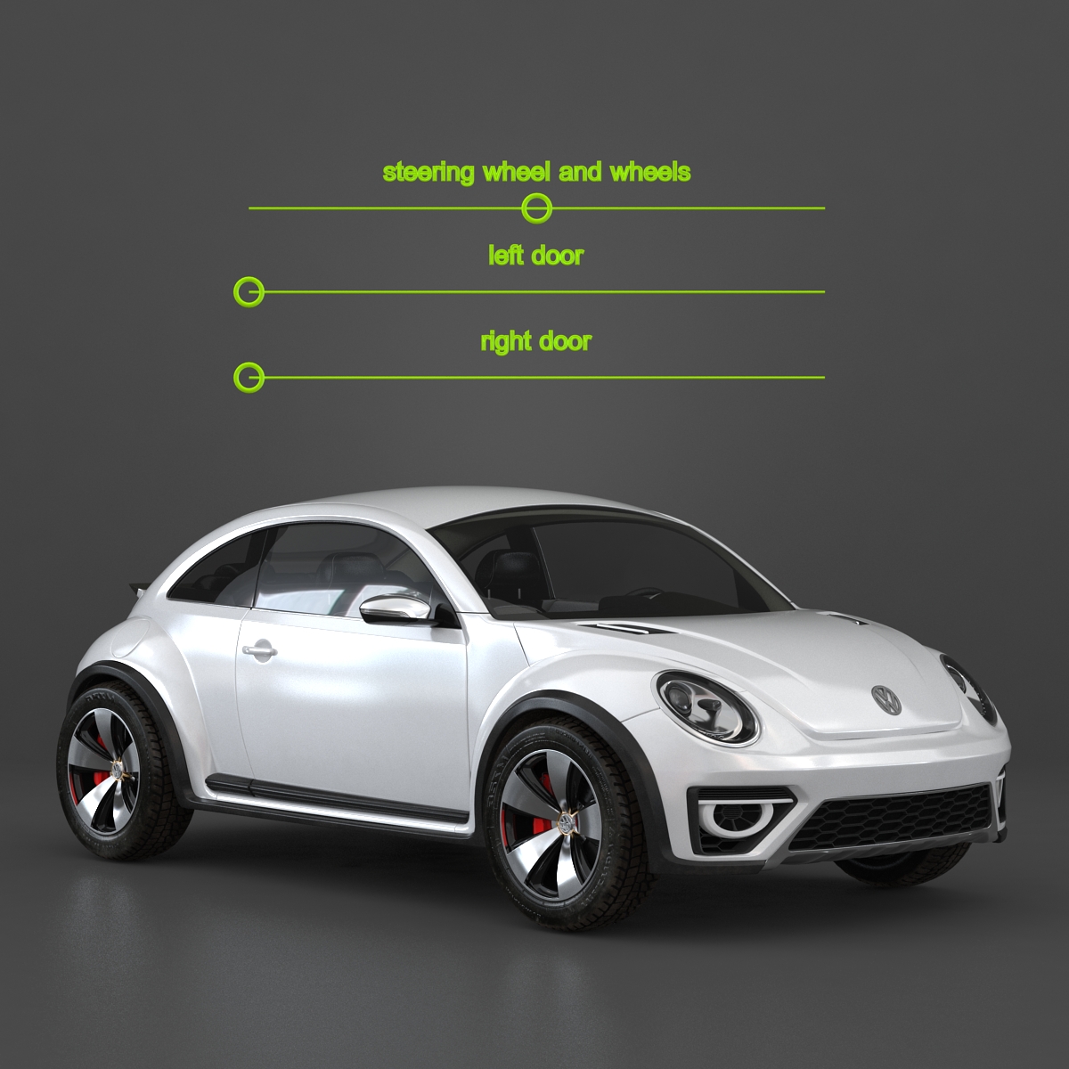 3D model VolksWagen Beetle 2016 White Rigged