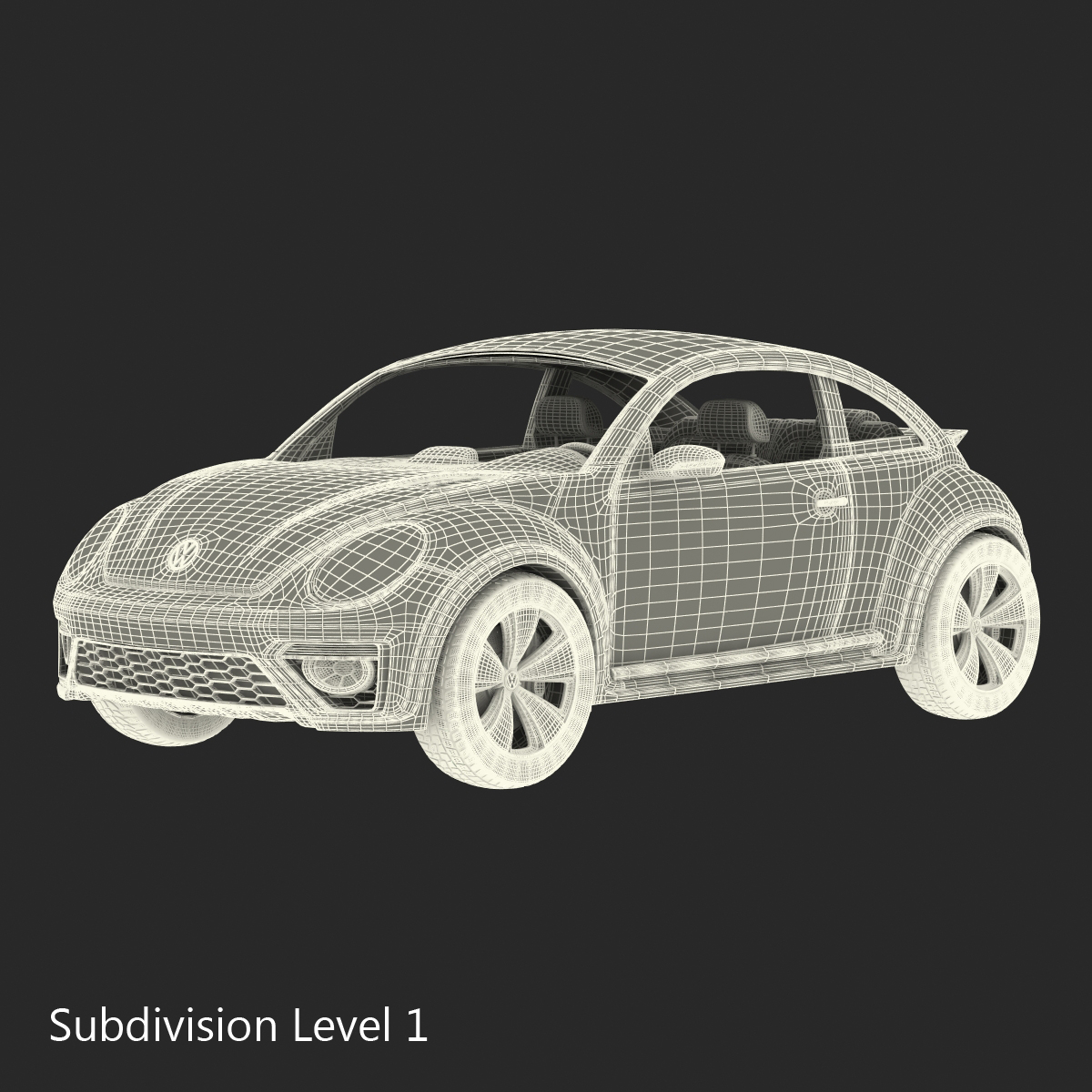 3D model VolksWagen Beetle 2016 White Rigged