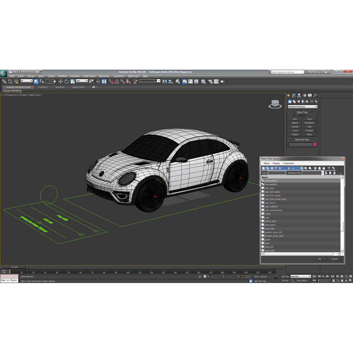 3D model VolksWagen Beetle 2016 White Rigged