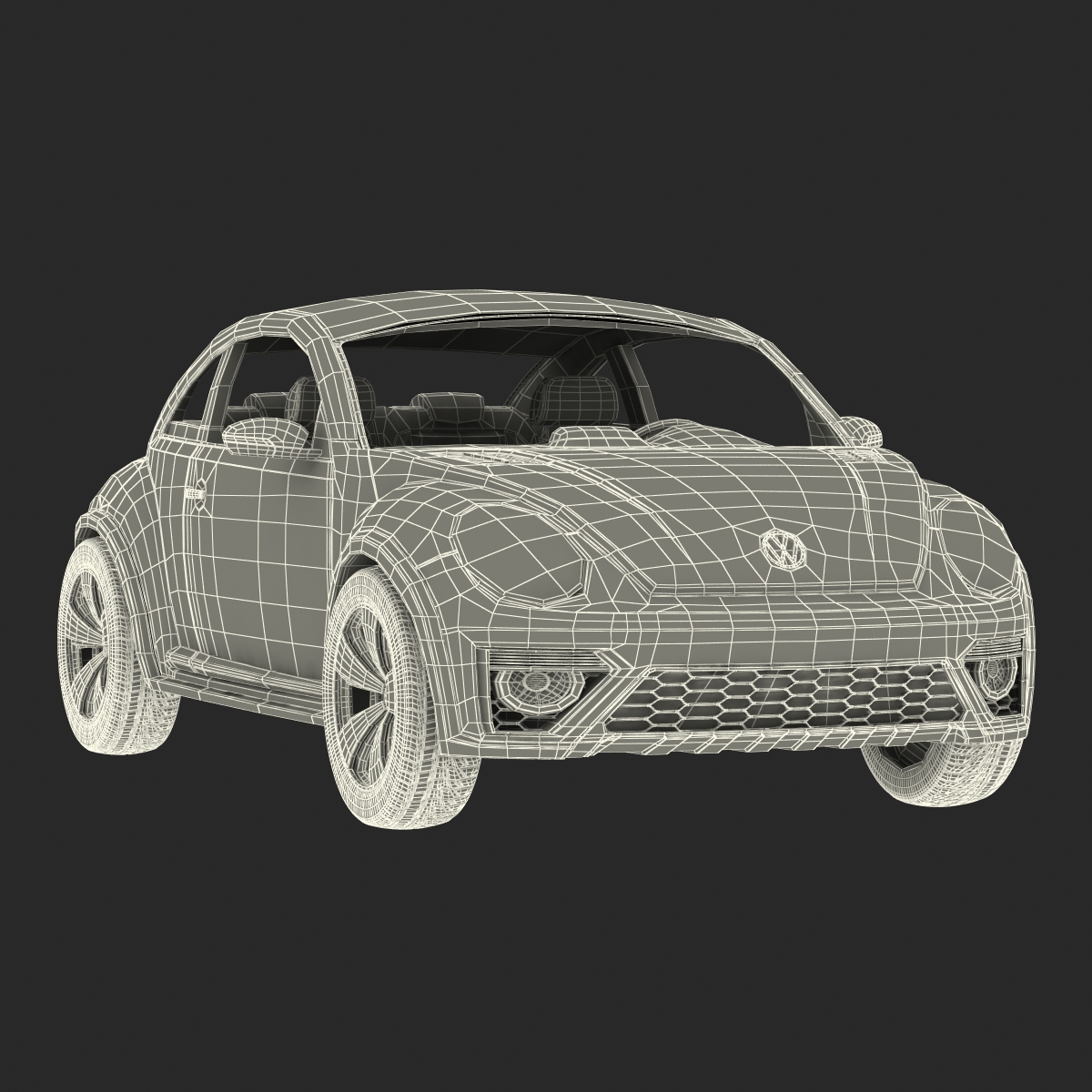 3D model VolksWagen Beetle 2016 White Rigged