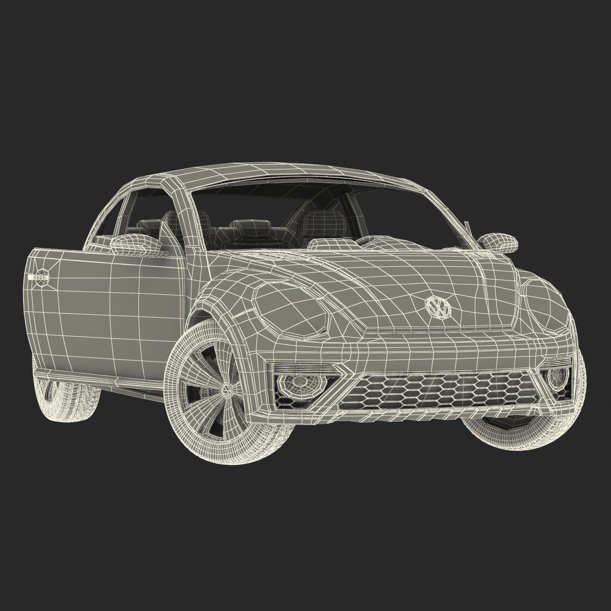 3D model VolksWagen Beetle 2016 White Rigged