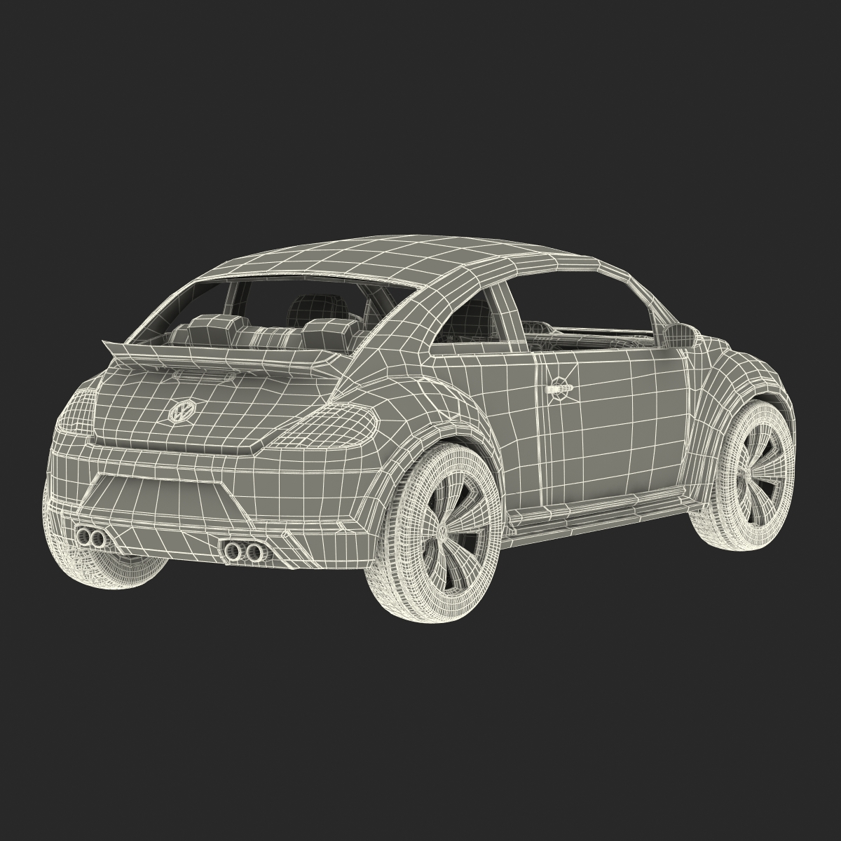 3D model VolksWagen Beetle 2016 White Rigged