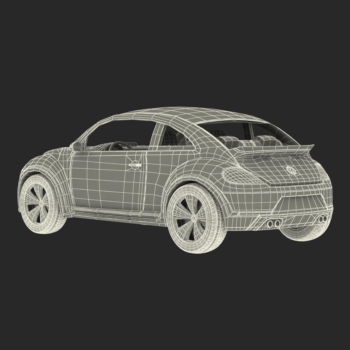 3D model VolksWagen Beetle 2016 White Rigged