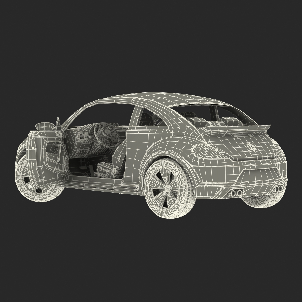 3D model VolksWagen Beetle 2016 White Rigged