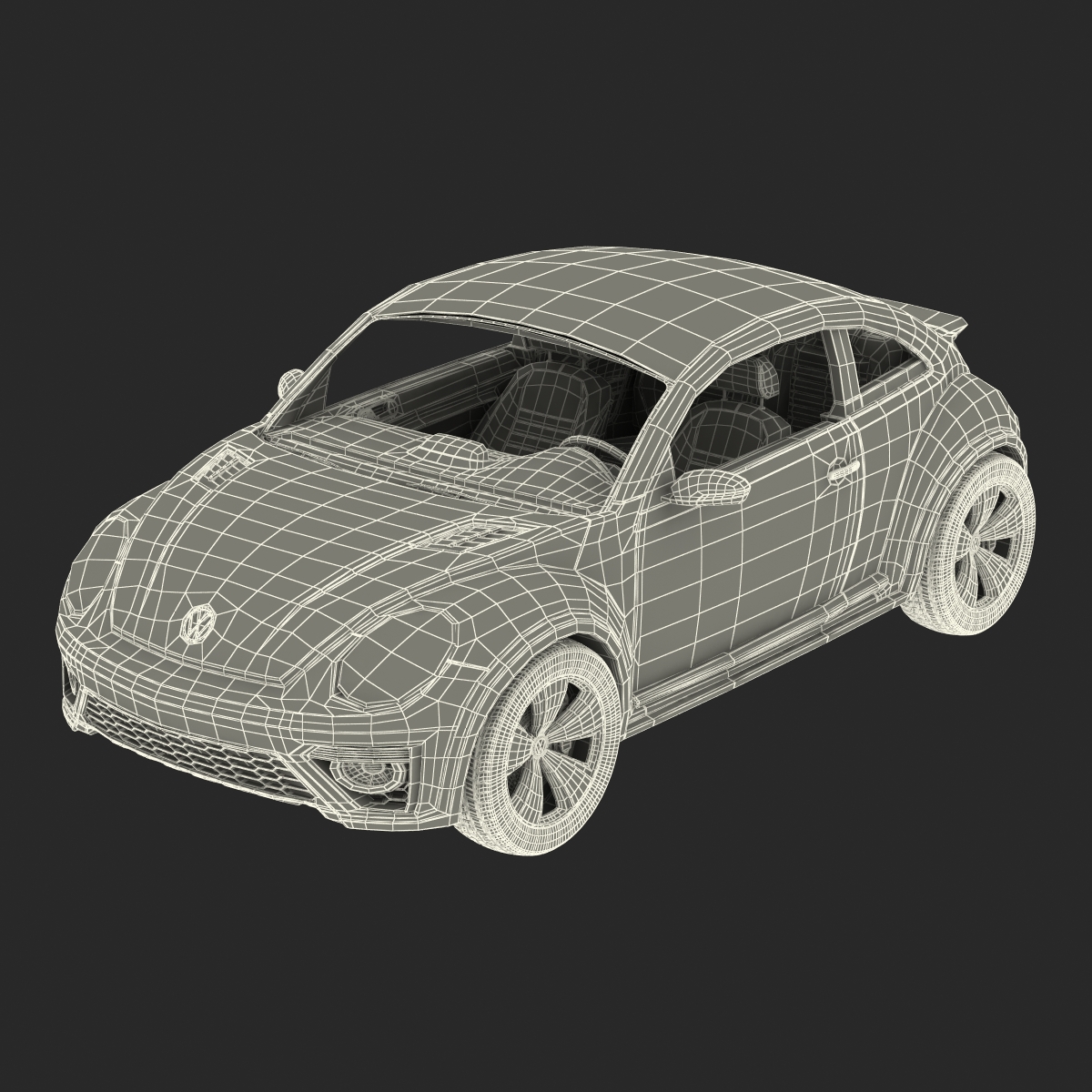 3D model VolksWagen Beetle 2016 White Rigged