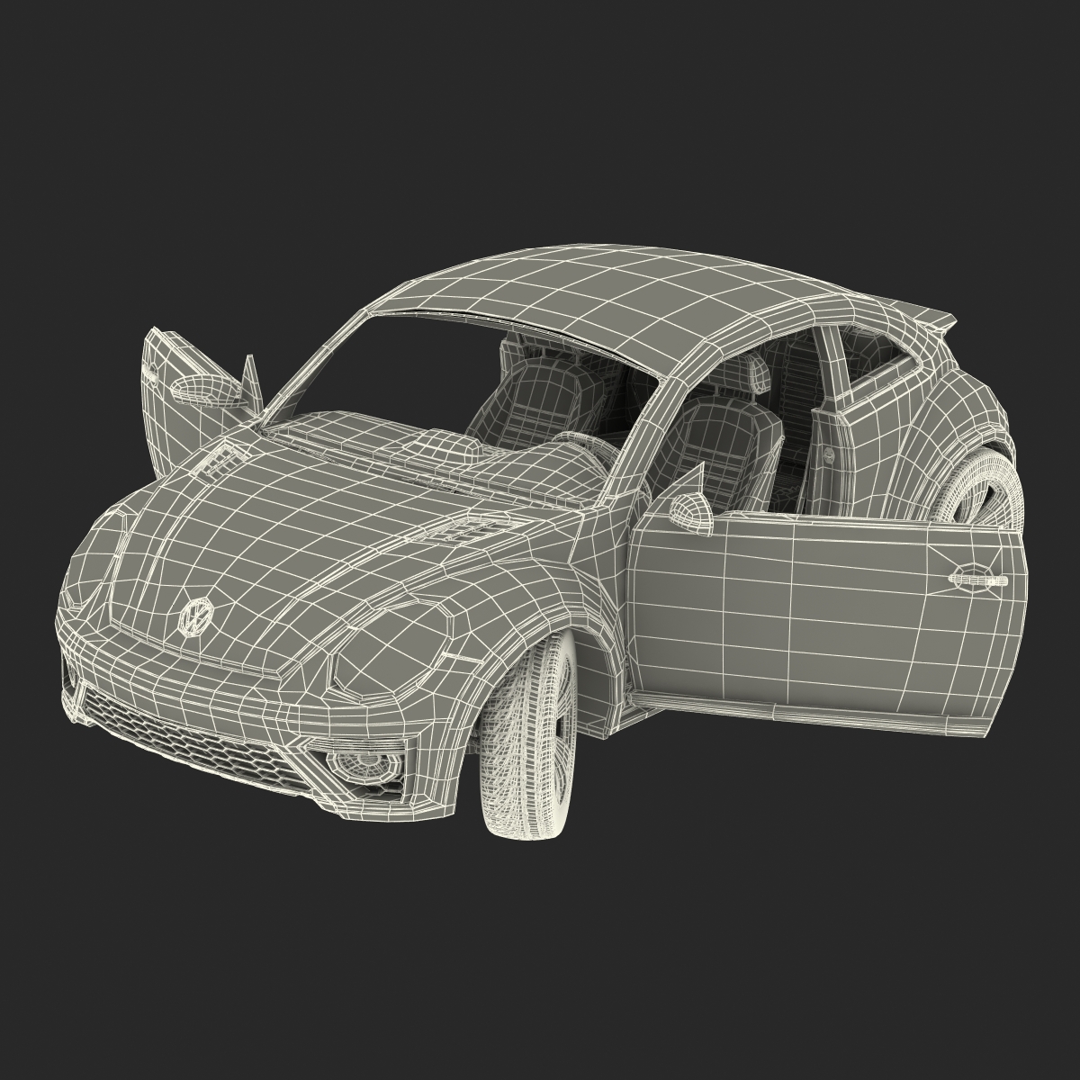 3D model VolksWagen Beetle 2016 White Rigged