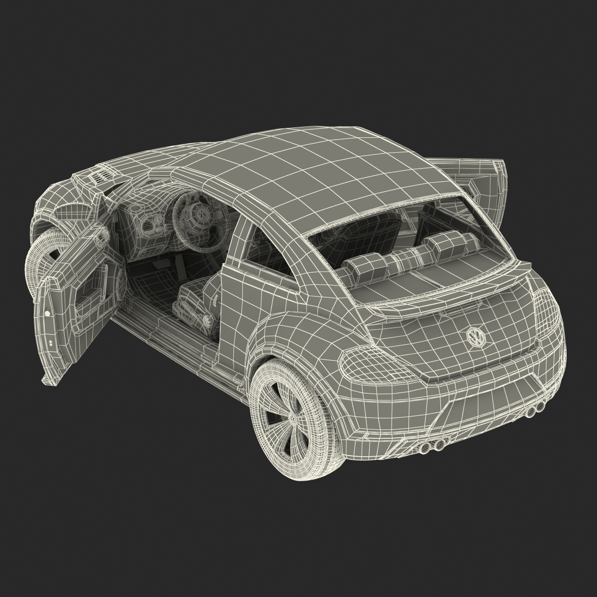 3D model VolksWagen Beetle 2016 White Rigged