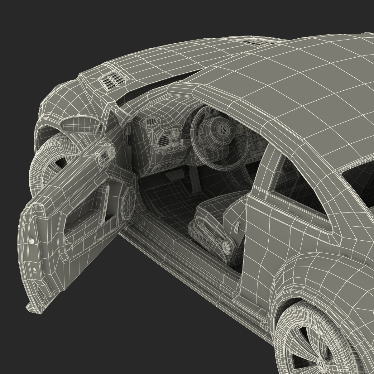 3D model VolksWagen Beetle 2016 White Rigged