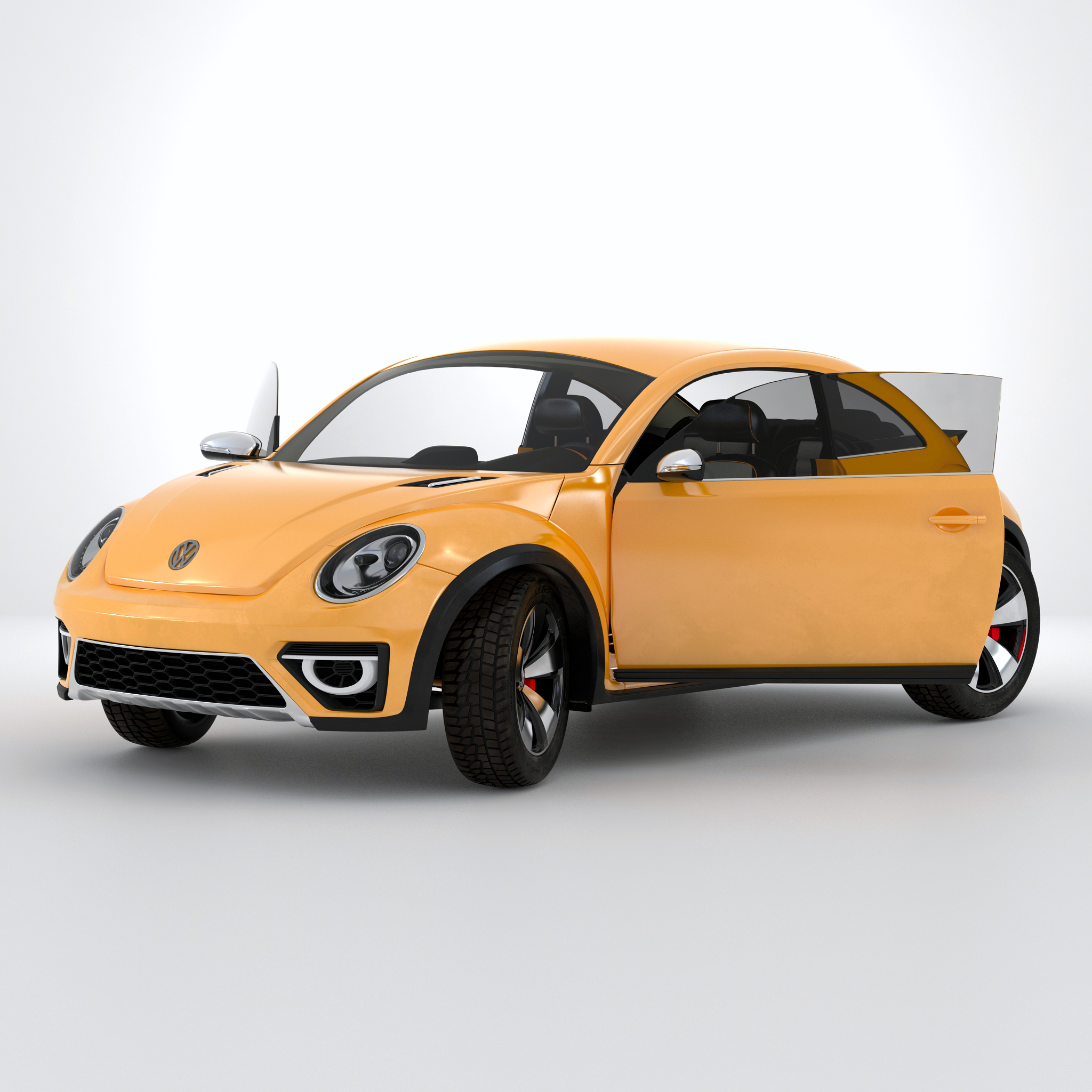 3D VolksWagen Beetle 2016 Yellow Rigged