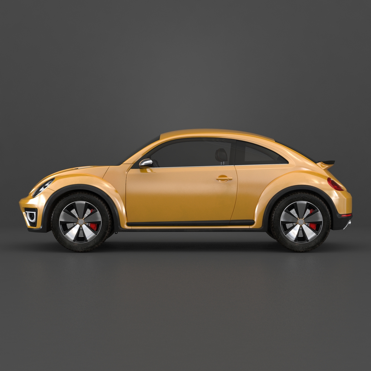 3D VolksWagen Beetle 2016 Yellow Rigged