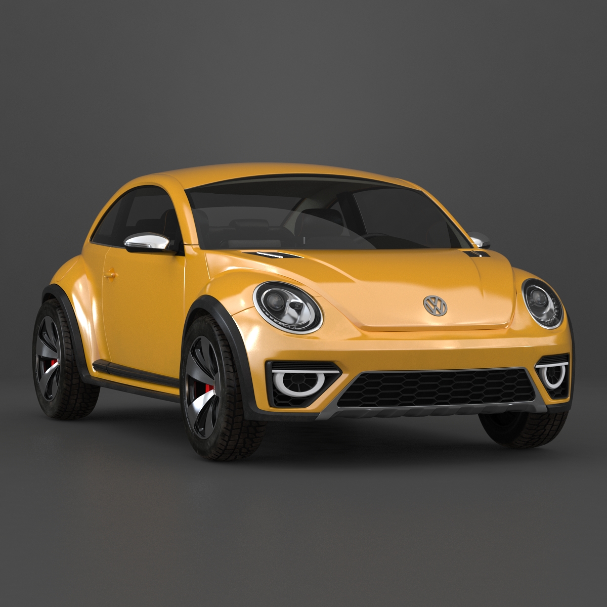 3D VolksWagen Beetle 2016 Yellow Rigged