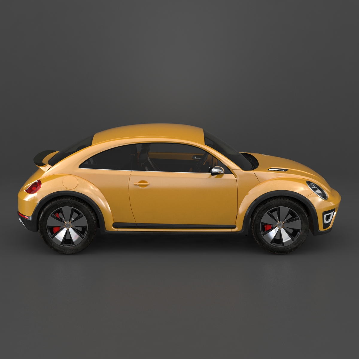 3D VolksWagen Beetle 2016 Yellow Rigged