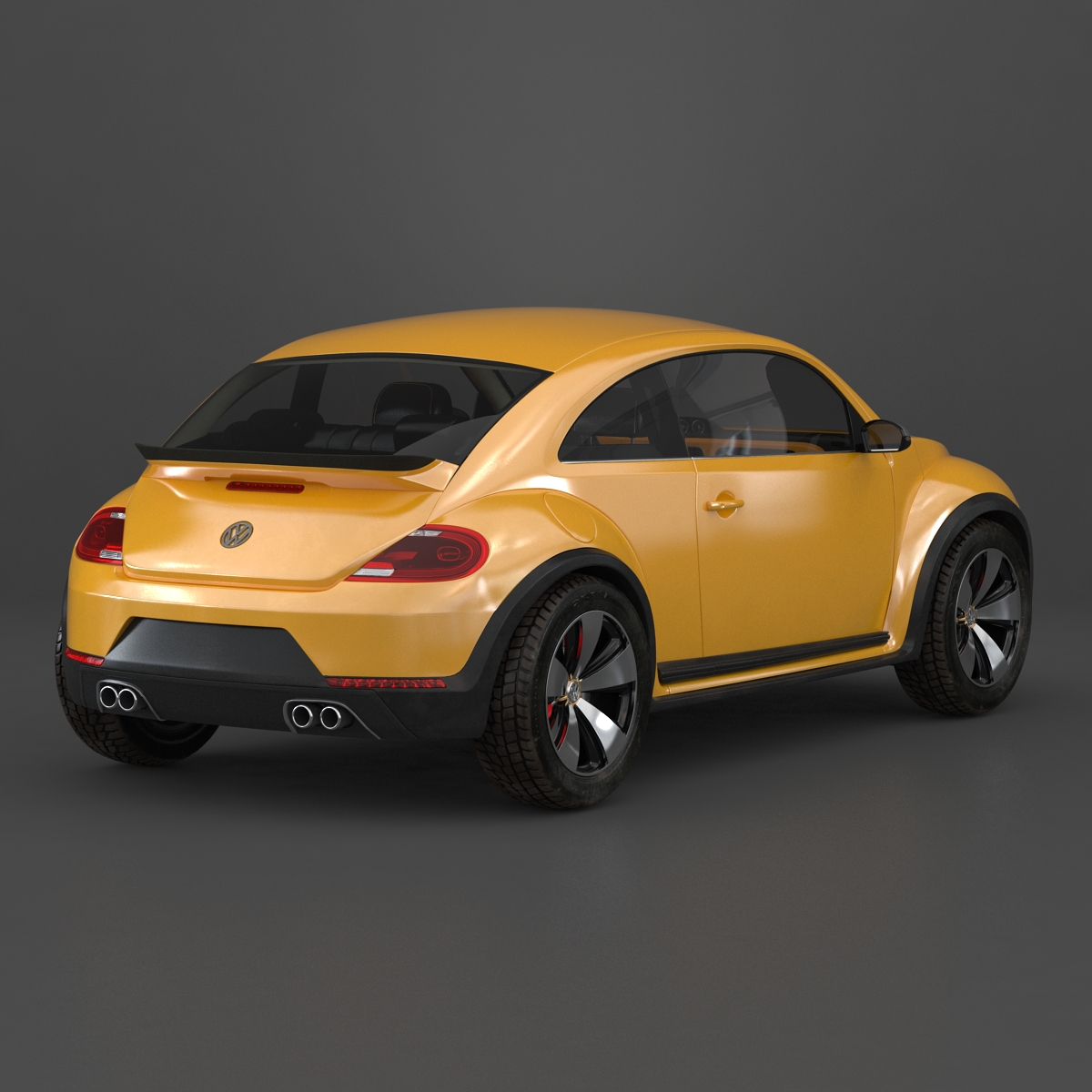 3D VolksWagen Beetle 2016 Yellow Rigged