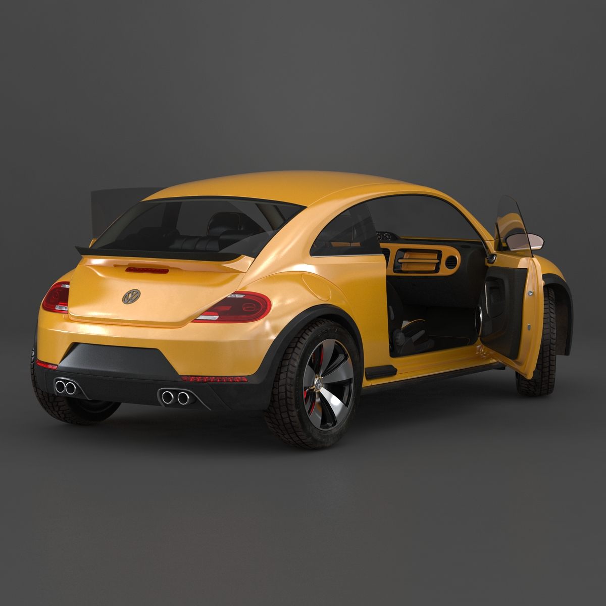 3D VolksWagen Beetle 2016 Yellow Rigged