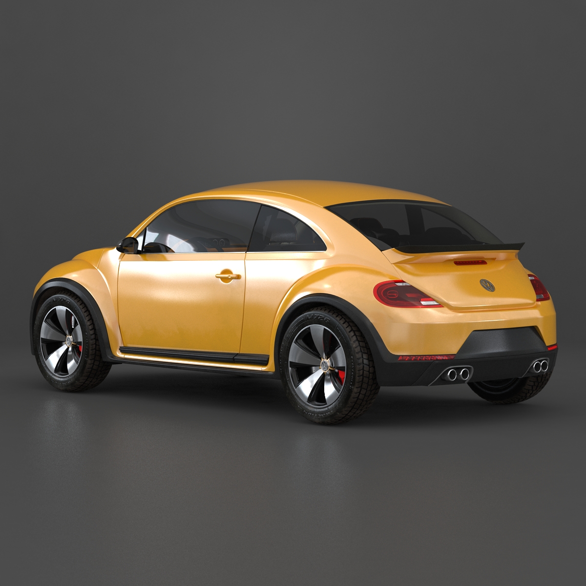 3D VolksWagen Beetle 2016 Yellow Rigged