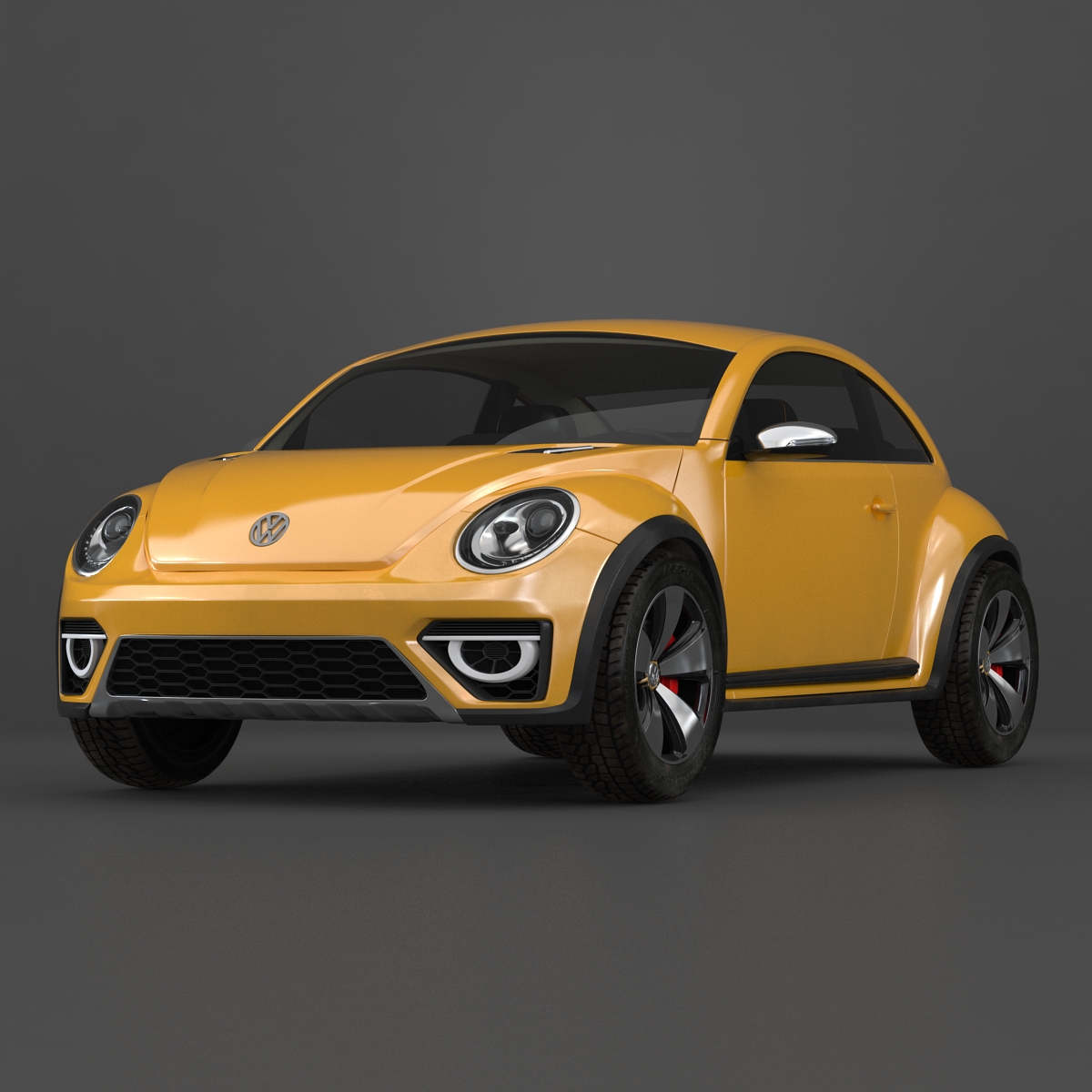 3D VolksWagen Beetle 2016 Yellow Rigged