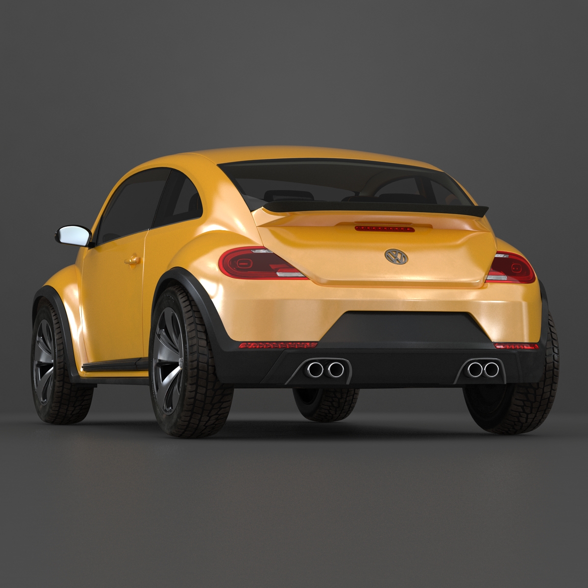 3D VolksWagen Beetle 2016 Yellow Rigged