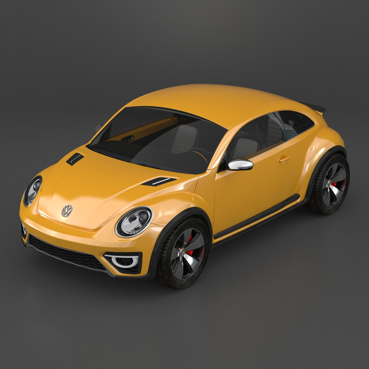 3D VolksWagen Beetle 2016 Yellow Rigged