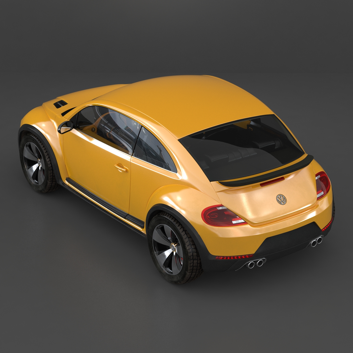 3D VolksWagen Beetle 2016 Yellow Rigged