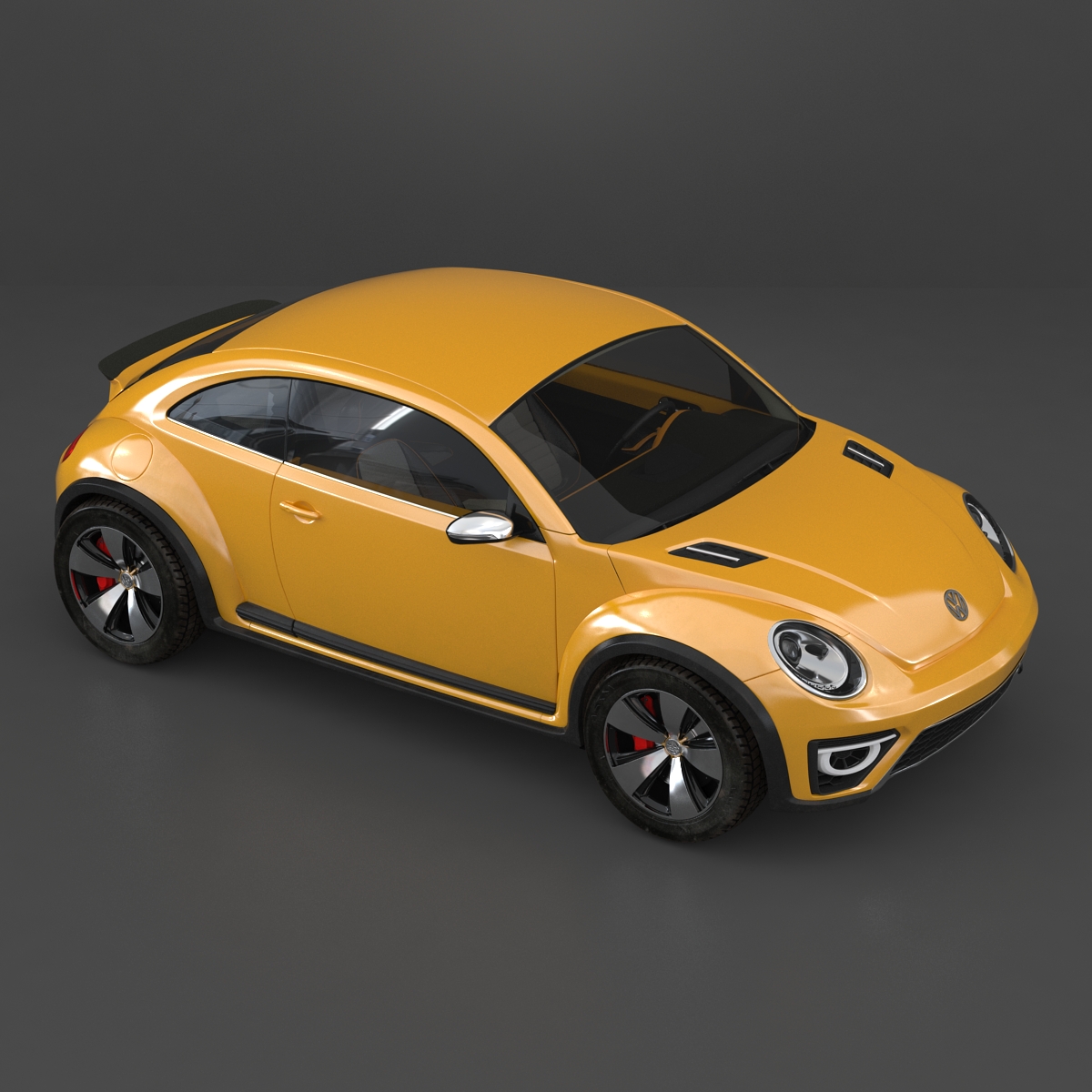 3D VolksWagen Beetle 2016 Yellow Rigged