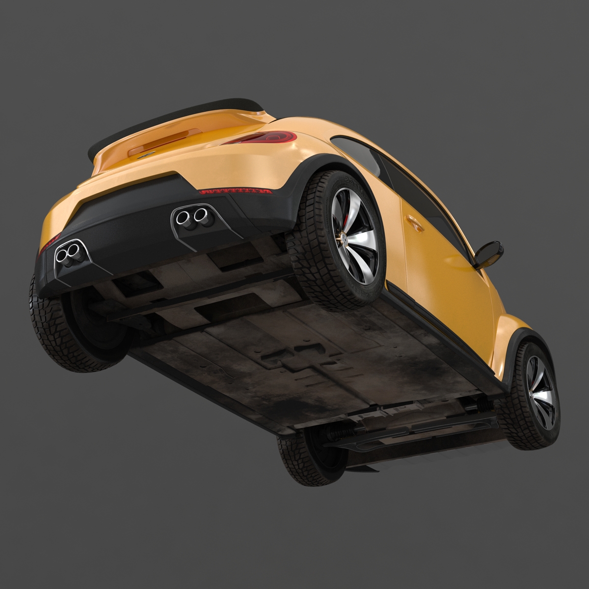 3D VolksWagen Beetle 2016 Yellow Rigged