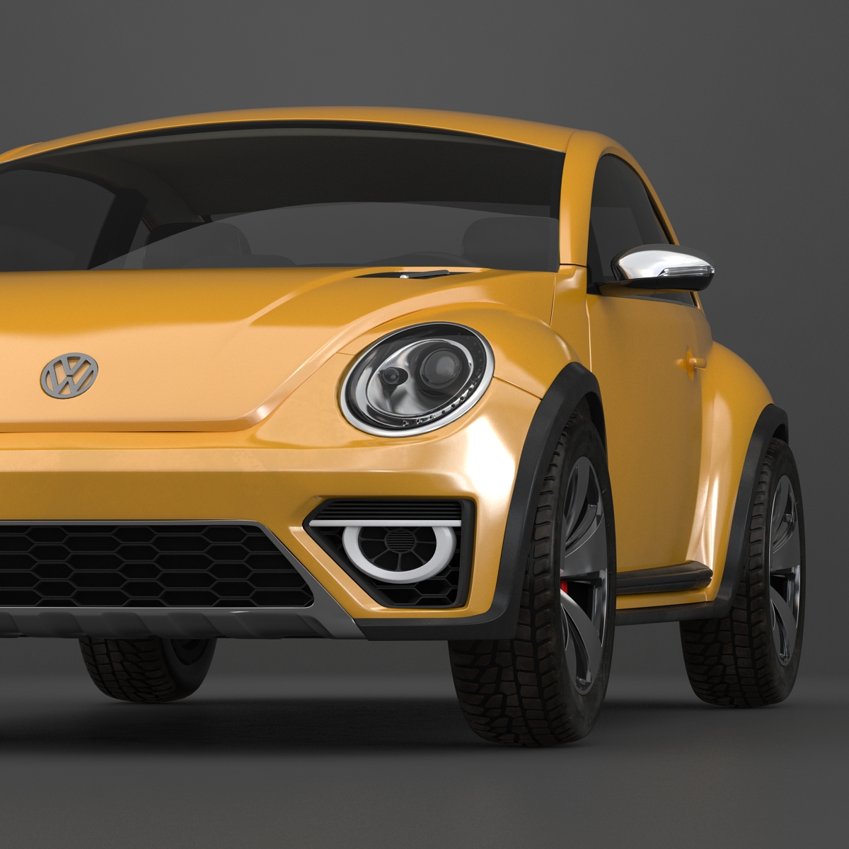 3D VolksWagen Beetle 2016 Yellow Rigged