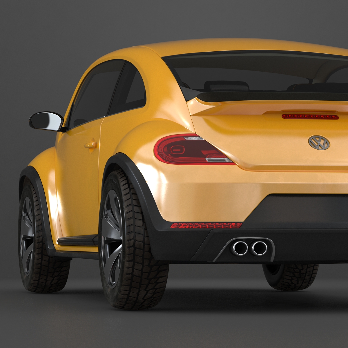 3D VolksWagen Beetle 2016 Yellow Rigged